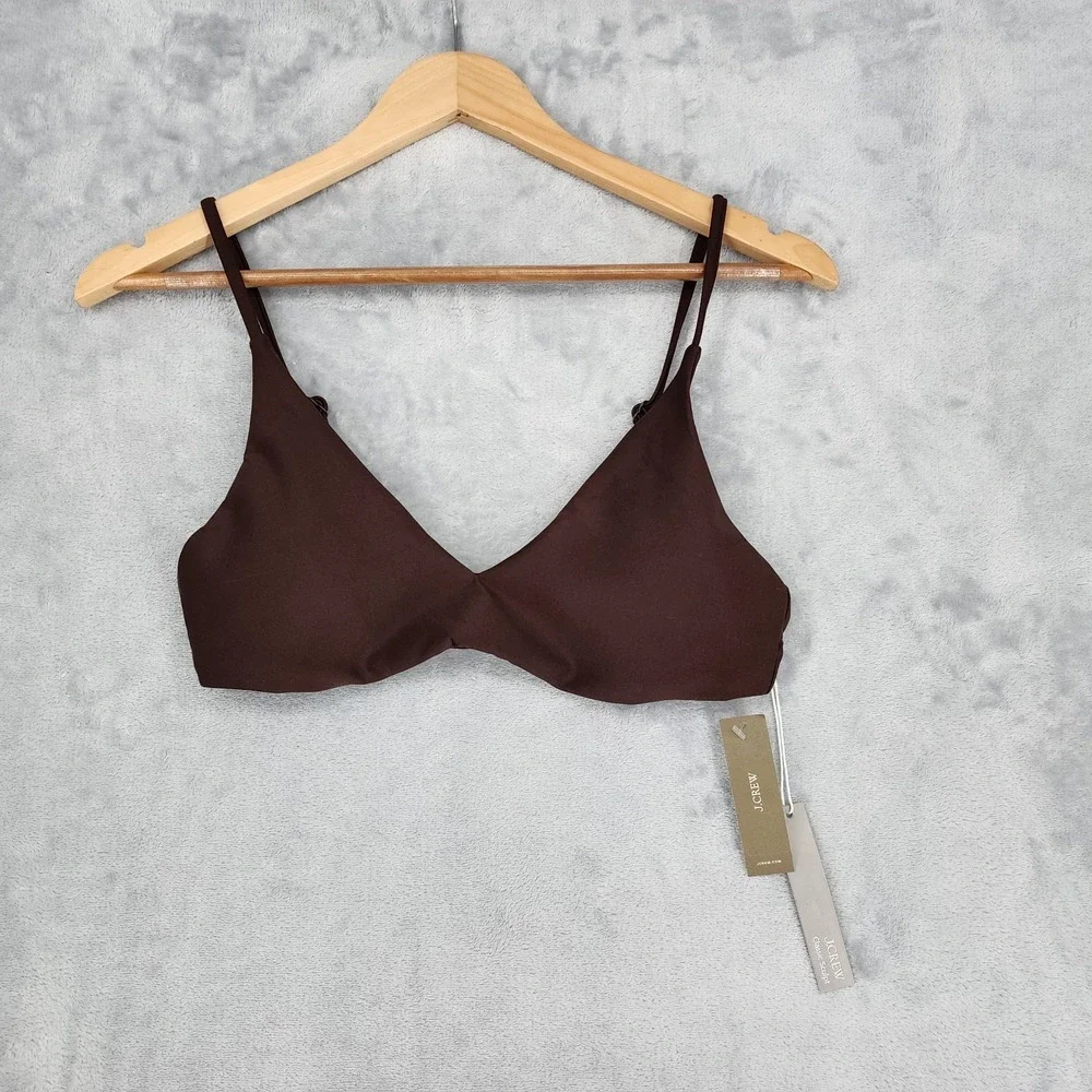 J.Crew Bikini Top Womens Size XL Brown Classic Sculpt Magic Fabric Lana Swim NWT
